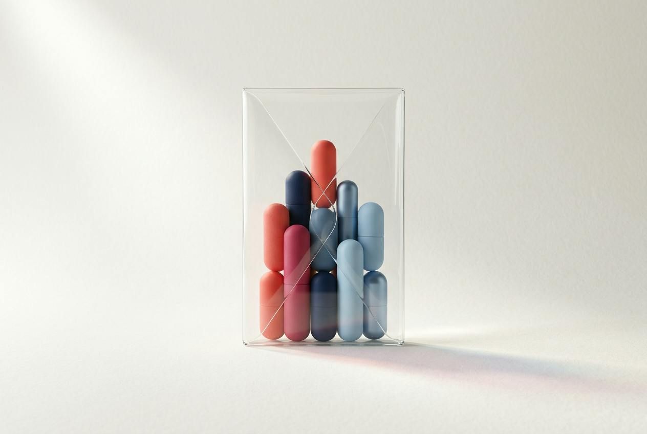 A clear glass envelope showing the coloured bars inside.